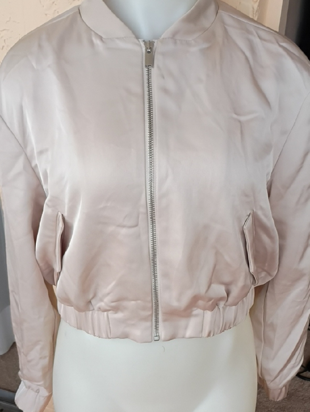 NY Collection Cream Bomber Jacket And Drawstring Pants Matching Suit Size  S